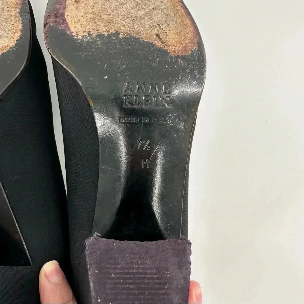 Anne Klein womens heels size 7.5 black square toe old money career vintage 90s